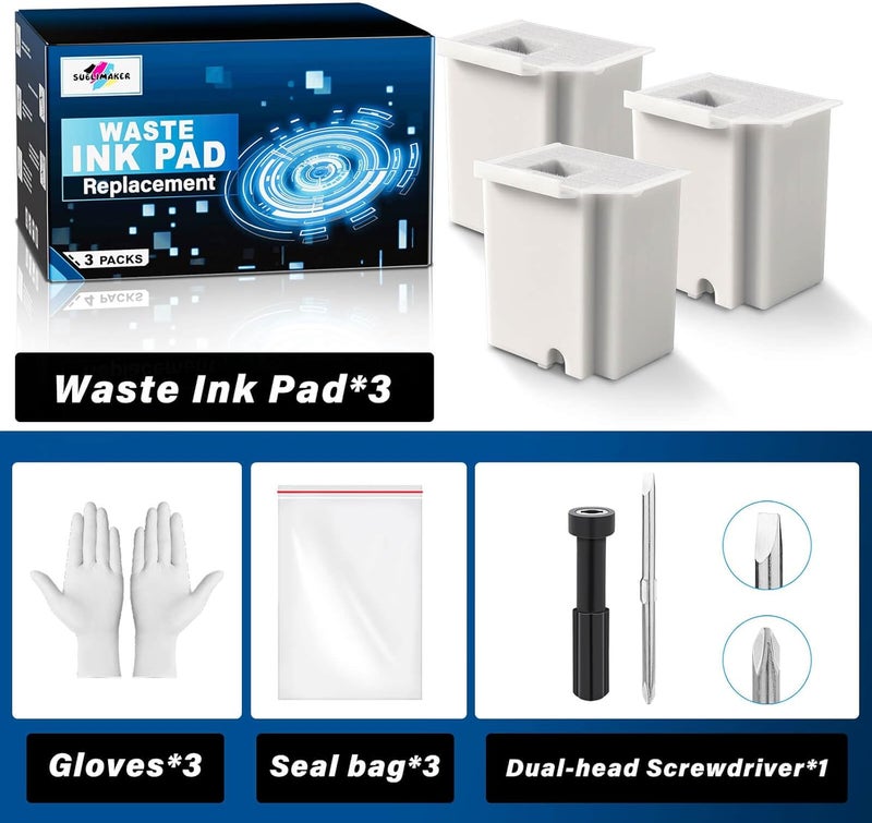 SUBLIMAKER Waste Ink Pad Replacement with Reset Software for Ecotank ET-4800 ET-2800 ET-2803 ET-2720 ET-2400 ET-4700 ET4800 ET2800 ET2803 ET2720 2800 4800 2803 Printers, Waste Ink Pad Maintenance Box (3 Packs) - Image 5